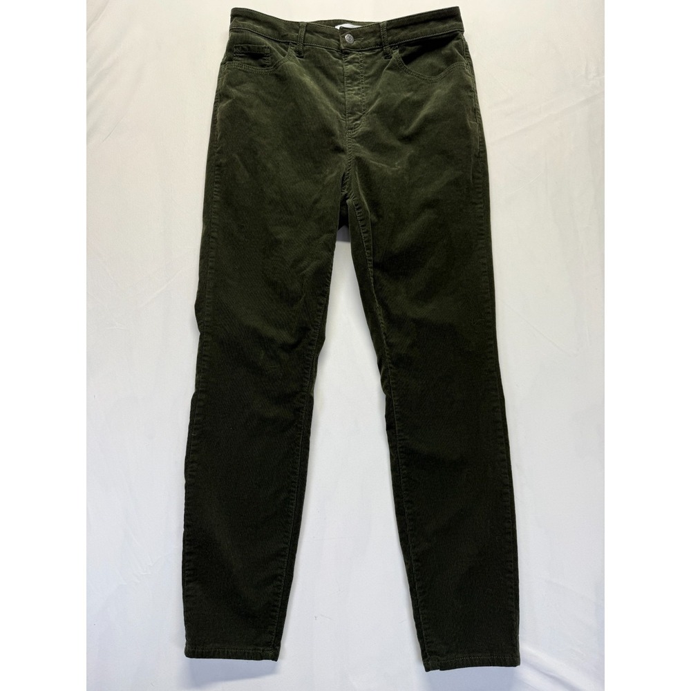 Made and Loved Loft Pants Womens 29/8 Olive Green Corduroy Stretch High Rise
